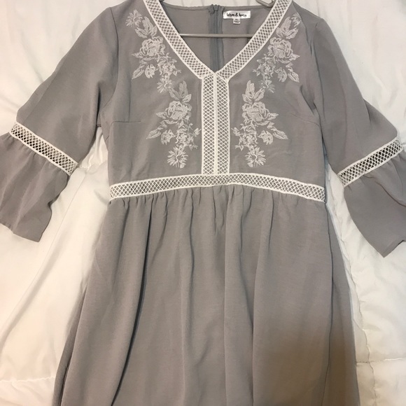 Grey Maxi Dress Wren and Ivory Embroidered Detail - Picture 3 of 6